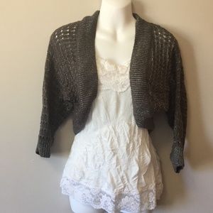 Medium Gray Sparkle Charlotte Russe Crop Cardigan